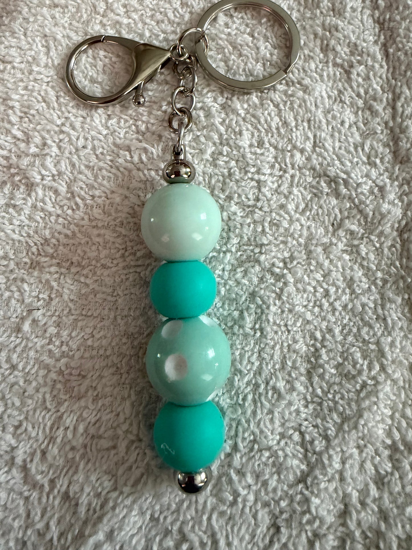 Teal polka dots keychain