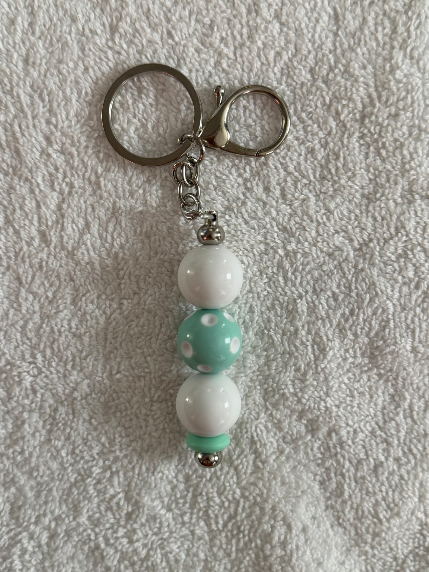 teal beaded keychain