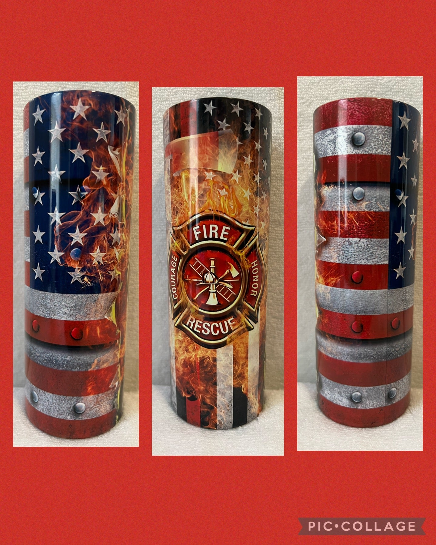 Fire Rescue with flag tumbler
